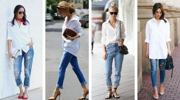 10 ways to put together fashion looks with a white shirt