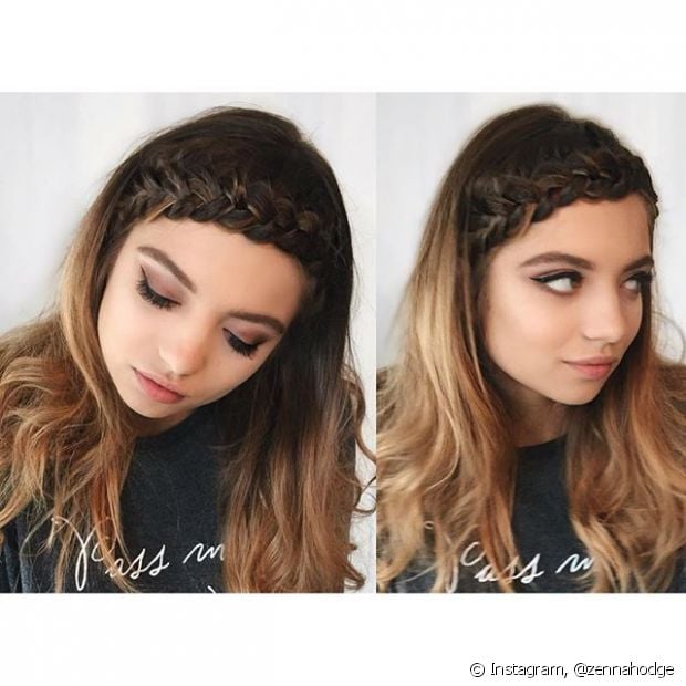 Braid headband with loose hair: see the step by step on how to do the romantic hairstyle!