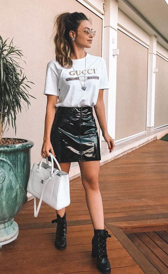 40 combinations with leather skirts for you to wear on a daily basis