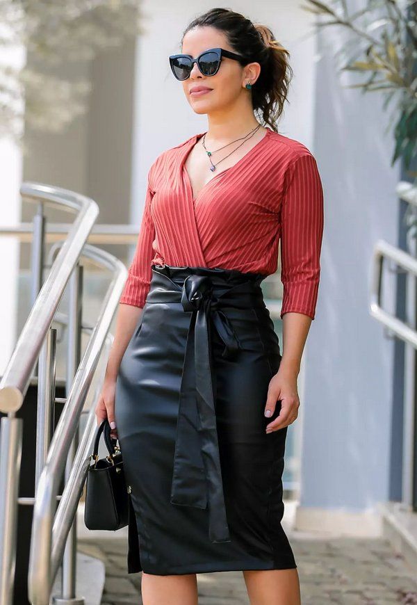 40 combinations with leather skirts for you to wear on a daily basis