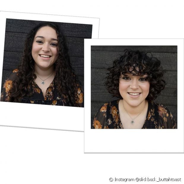 25 fotos de antes y después de cortes rizados con flequillo